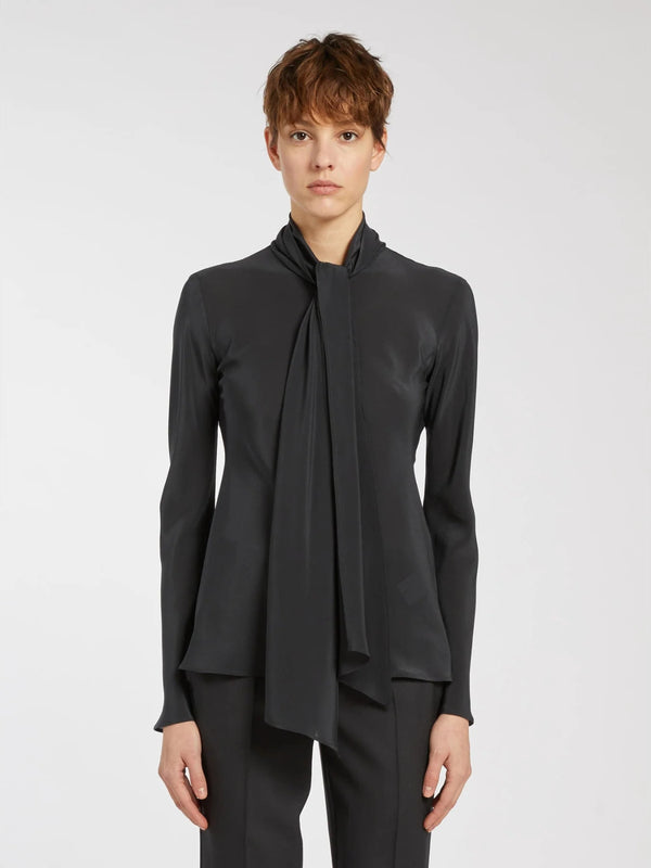 Camicia in crêpe de Chine di pura seta - ANTRACITE MARELLA MONOCHROME