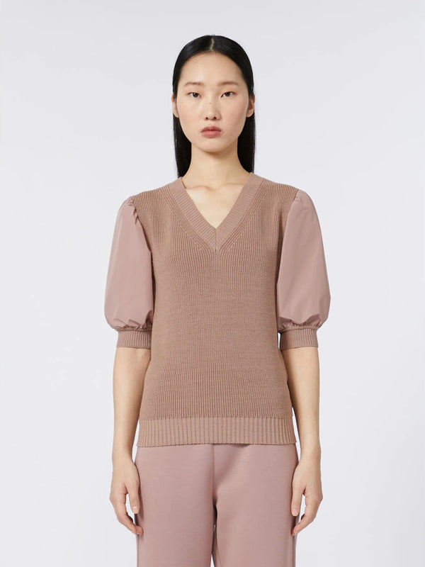 Gilet con scollo a V e mezze maniche in taffettà MAXMARA MM