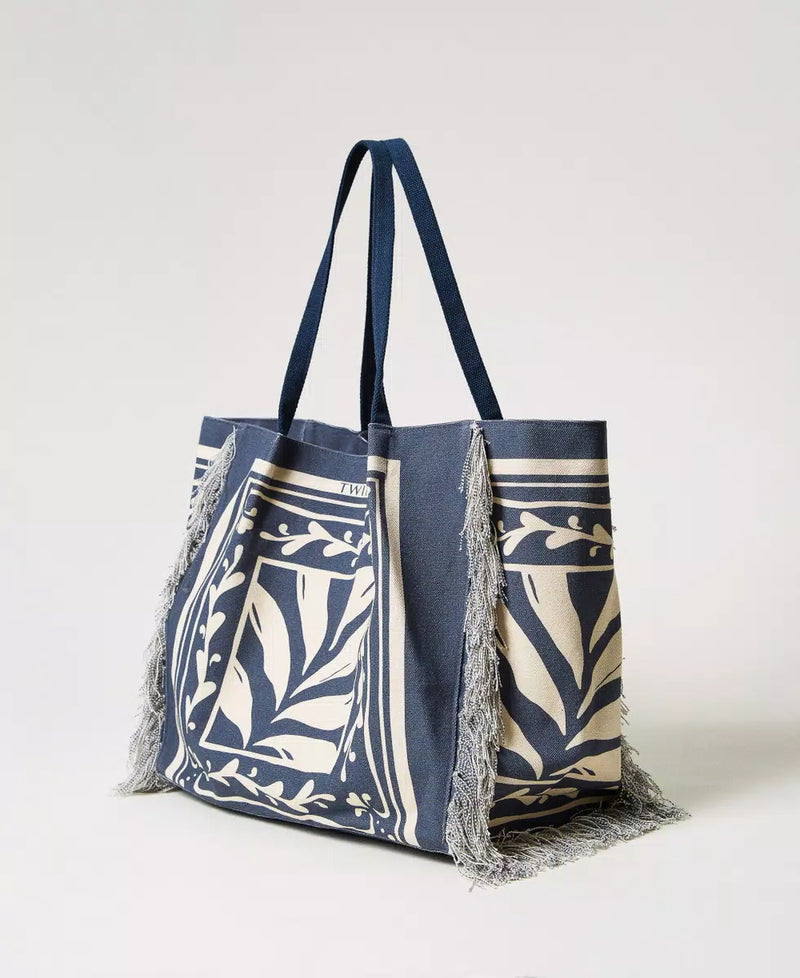 Borsa shopper in canvas stampato TWINSET