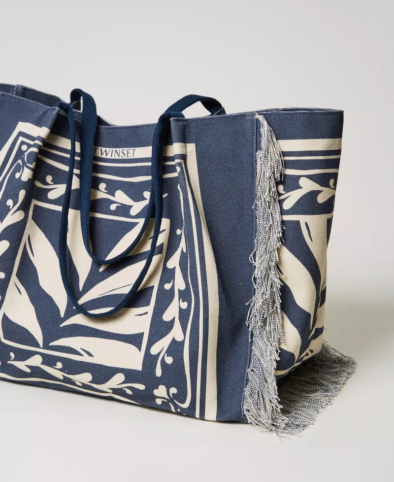 Borsa shopper in canvas stampato TWINSET