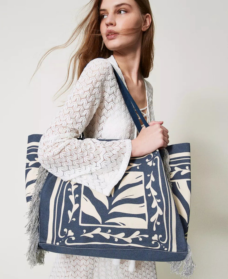 Borsa shopper in canvas stampato TWINSET