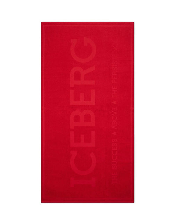 Telo da mare rosso con logo Iceberg in trasparenza