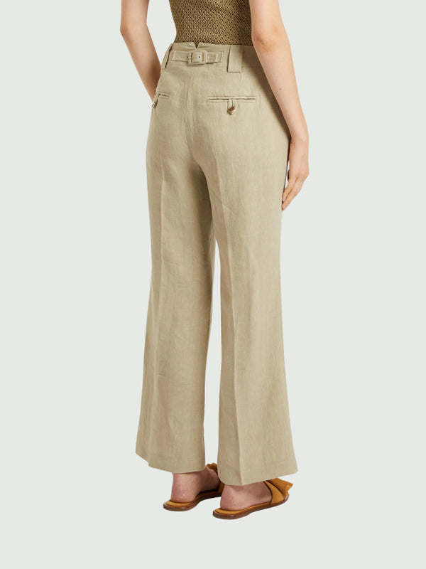Pantalone flare in lino - salvia MARELLA