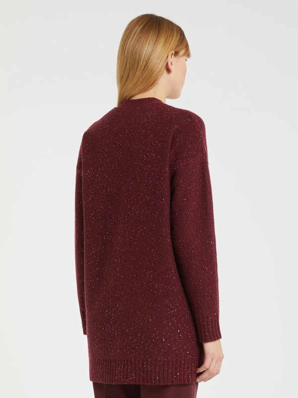 Cardigan oversize in lana e cachemire con paillettes - BORDEAUX MARELLA MONOCHROME