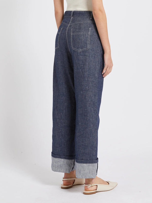 Pantaloni misto lino marella