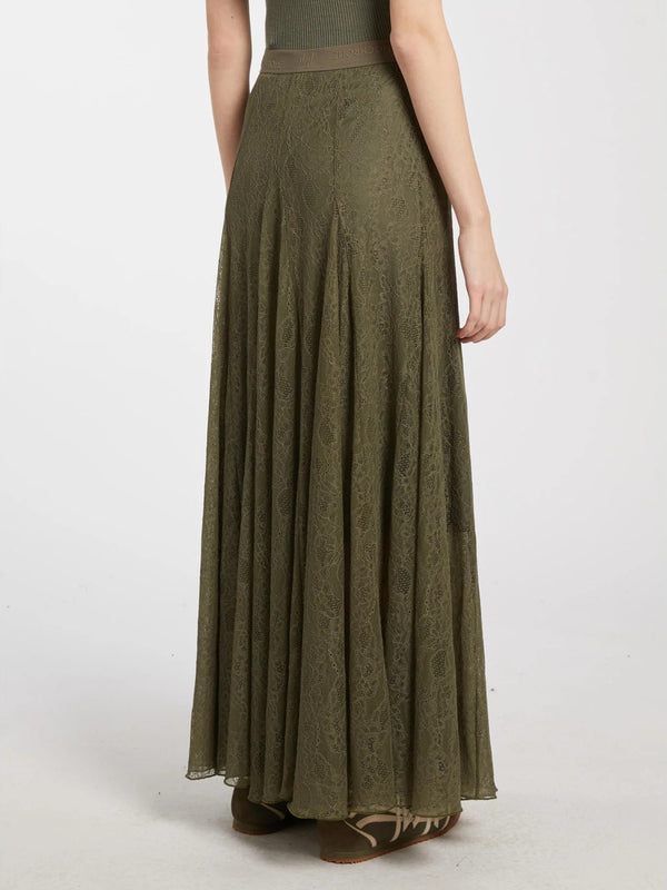 Gonna in jersey pizzo con disegno floreale - VERDE OLIVA MARELLA MONOCHROME
