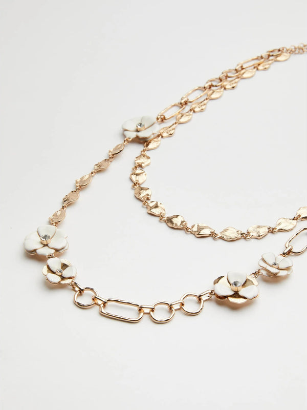 Collana doppio giro con catena martellata - BIANCO E ORO MARELLA