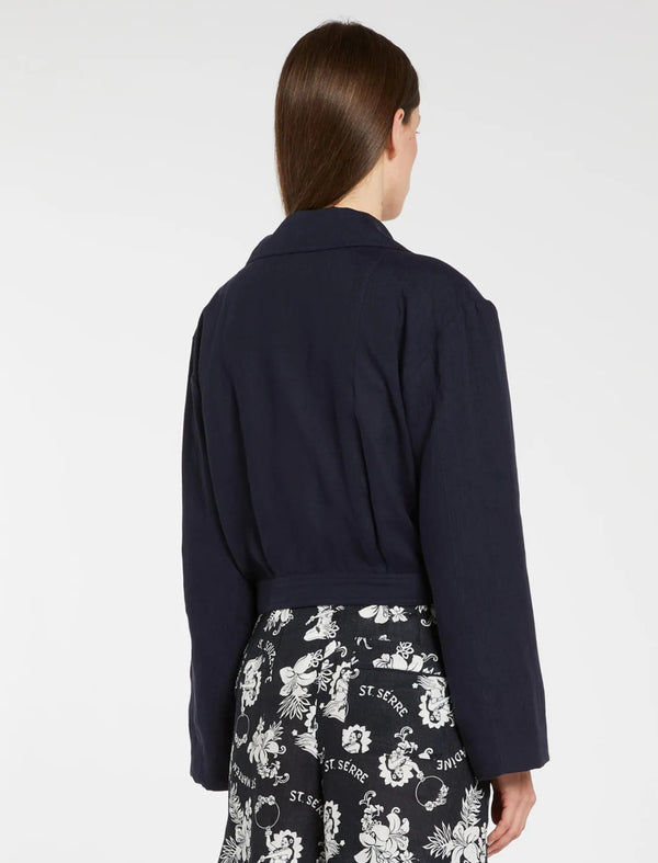 Giacca cropped in lino marella