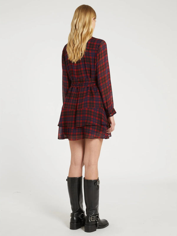 Abito in georgette con balze - ROSSO CHECK MARELLA