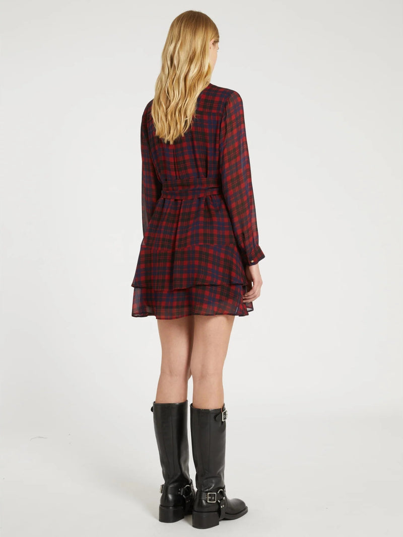 Abito in georgette con balze - ROSSO CHECK MARELLA