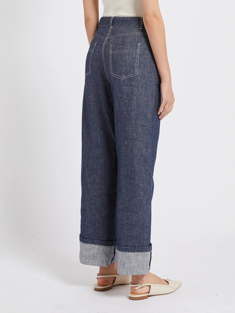 Pantaloni misto lino marella