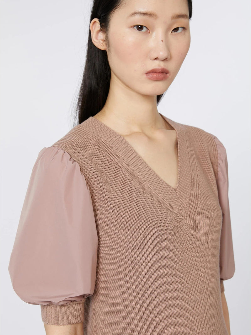 Gilet con scollo a V e mezze maniche in taffettà MAXMARA MM