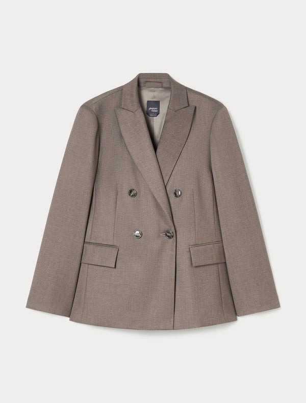 Blazer doppiopetto in flanella - MARRONE SCURO PERSONA BY MARINA RINALDI