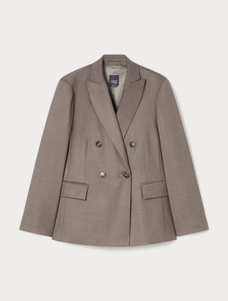 Blazer doppiopetto in flanella - MARRONE SCURO PERSONA BY MARINA RINALDI