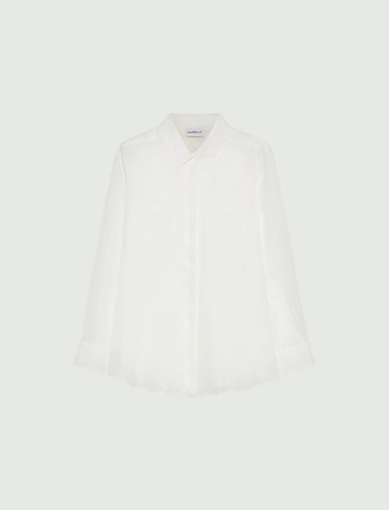 Camicia lunga in ramiè - BIANCO Marella