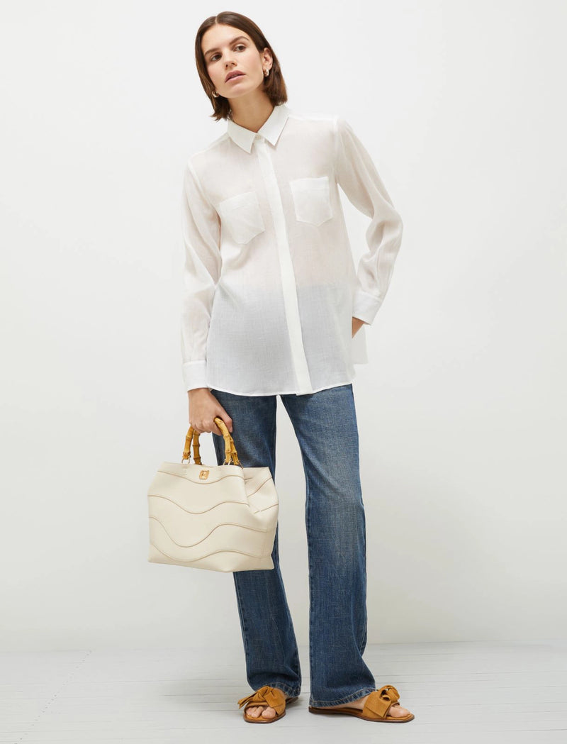 Camicia lunga in ramiè - BIANCO Marella