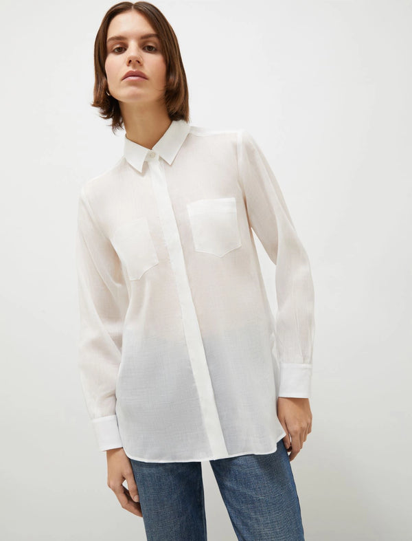 Camicia lunga in ramiè - BIANCO Marella