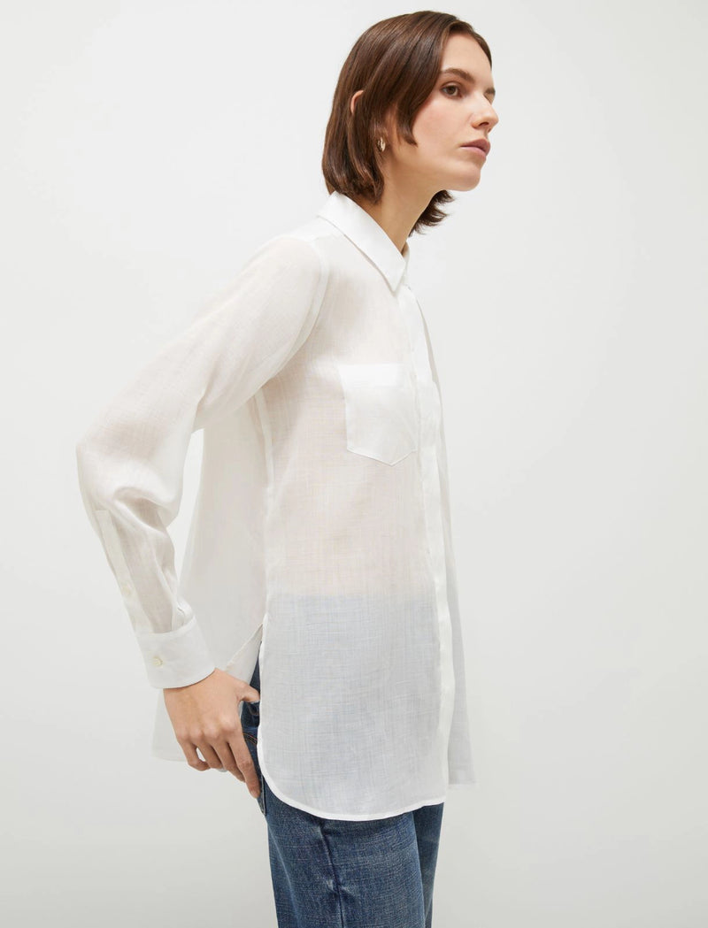 Camicia lunga in ramiè - BIANCO Marella
