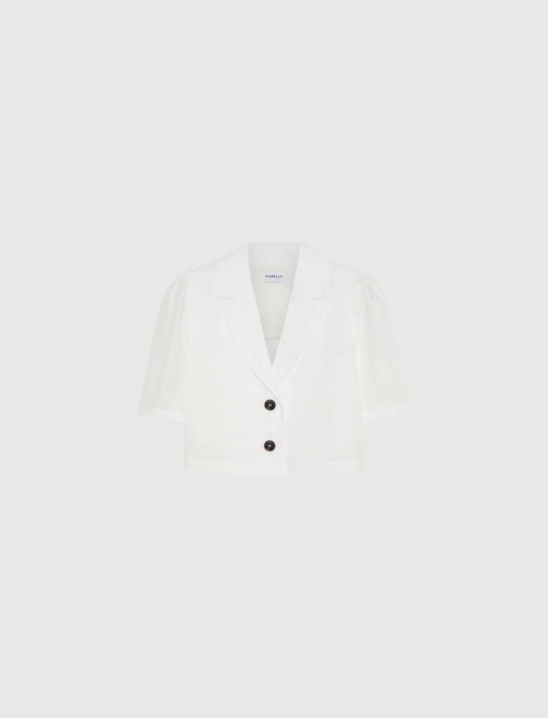 Blazer corto in ramiè - Bianco Marella