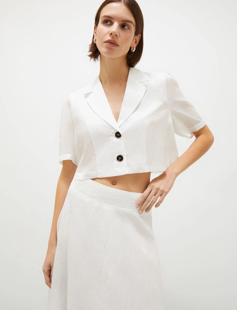 Blazer corto in ramiè - Bianco Marella