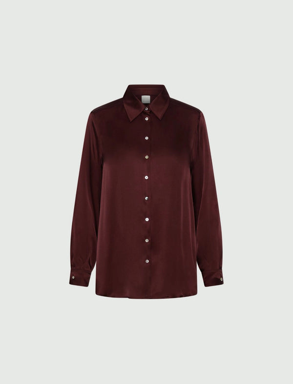 Camicia in raso di misto seta - BORDEAUX MARELLA MONOCHROME