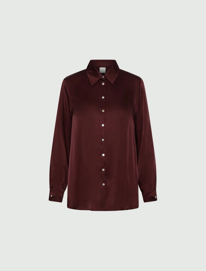Camicia in raso di misto seta - BORDEAUX MARELLA MONOCHROME