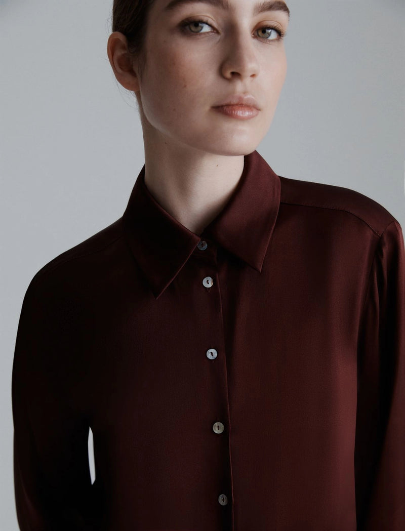 Camicia in raso di misto seta - BORDEAUX MARELLA MONOCHROME