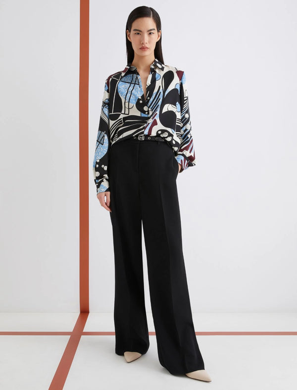 Camicia in satin stampato - BIANCO LANA