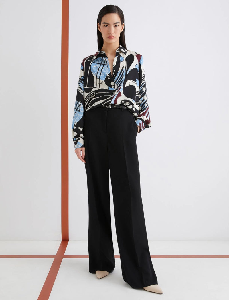 Camicia in satin stampato - BIANCO LANA
