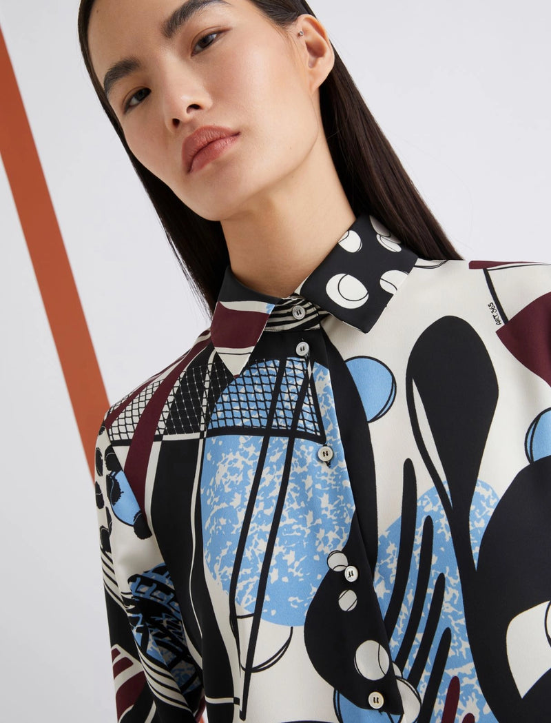Camicia in satin stampato - BIANCO LANA