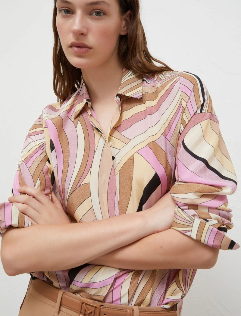 Camicia in crêpe di seta marella