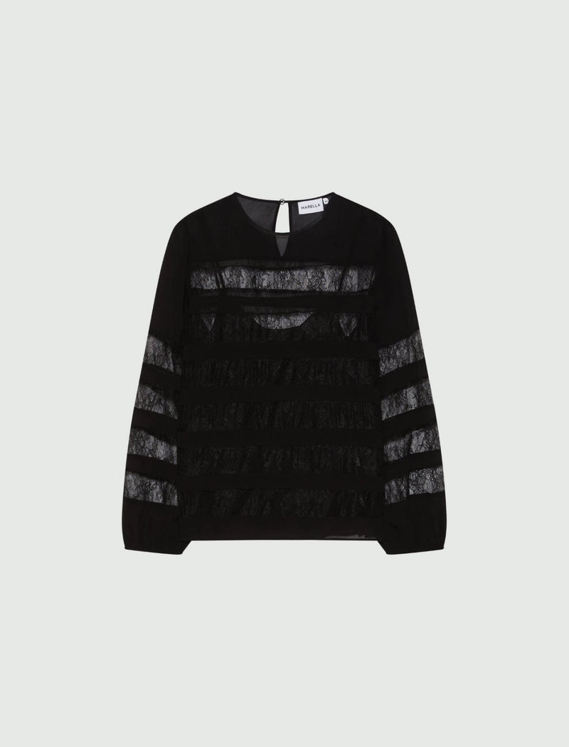Blusa in georgette con pizzo - NERO MARELLA