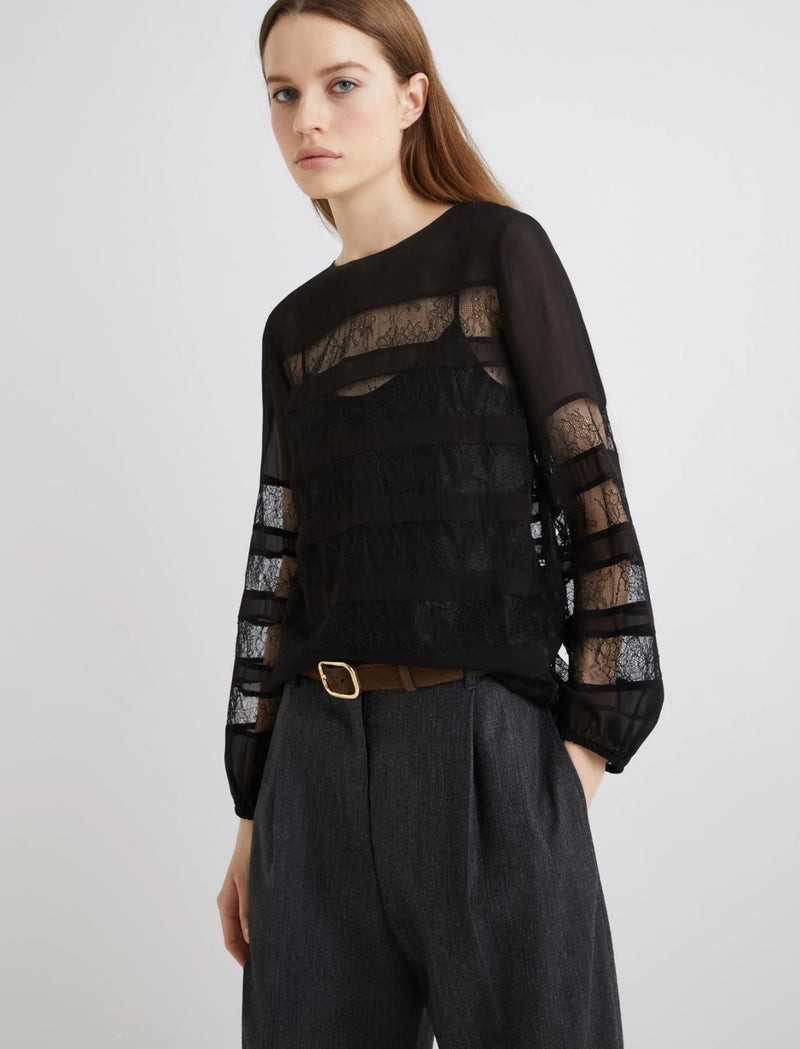 Blusa in georgette con pizzo - NERO MARELLA