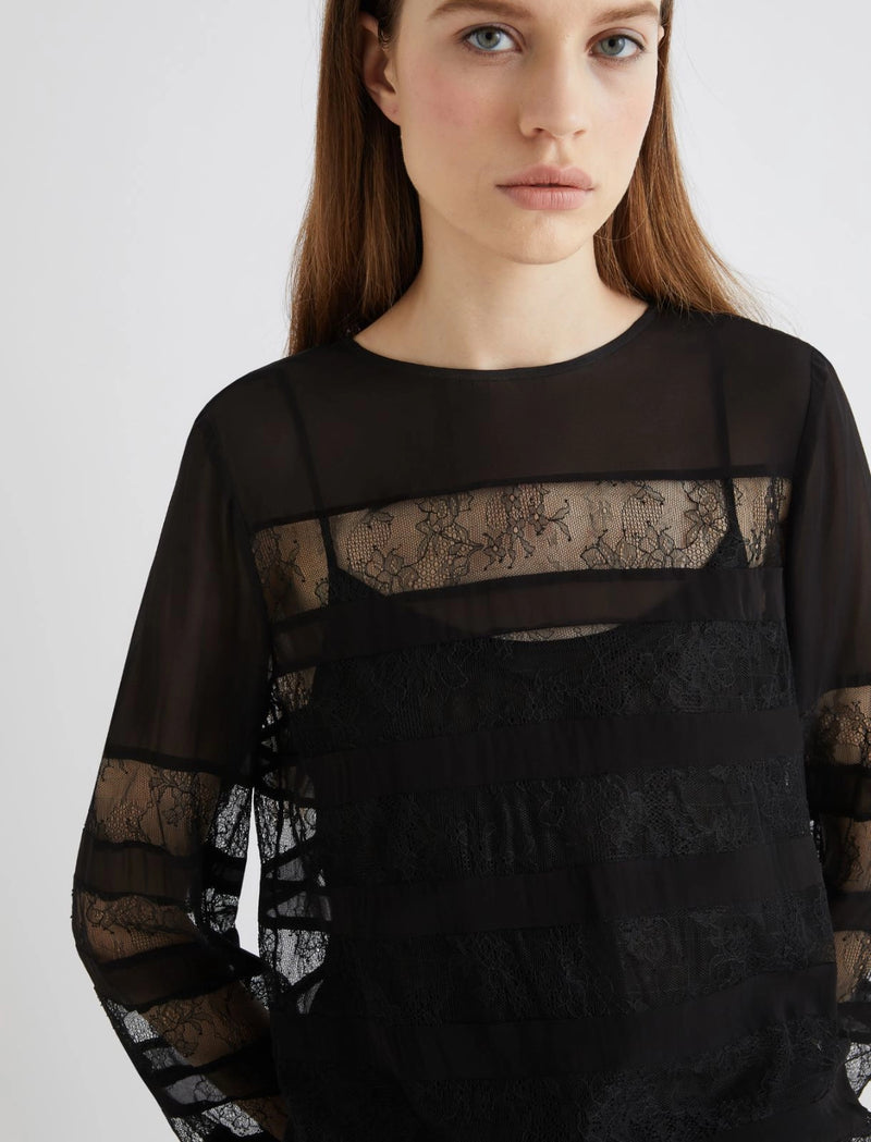 Blusa in georgette con pizzo - NERO MARELLA