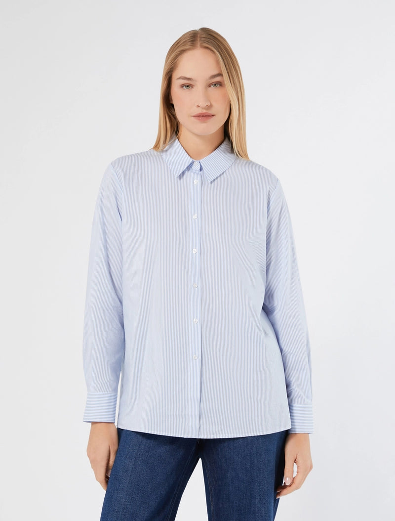 Camicia in popeline tinto filo - AZZURRO PERSONA BY MARINA RINALDI