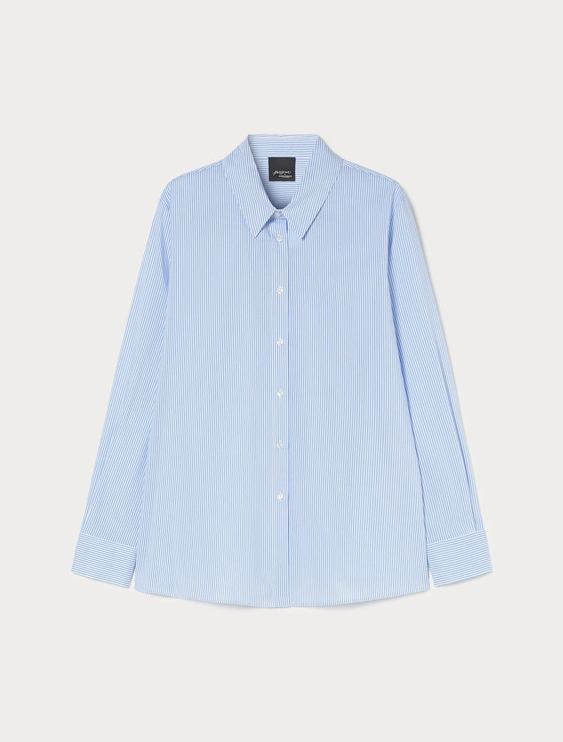 Camicia in popeline tinto filo - AZZURRO PERSONA BY MARINA RINALDI