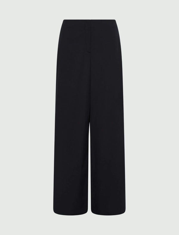 Pantalone wide leg in popeline - Nero MARELLA