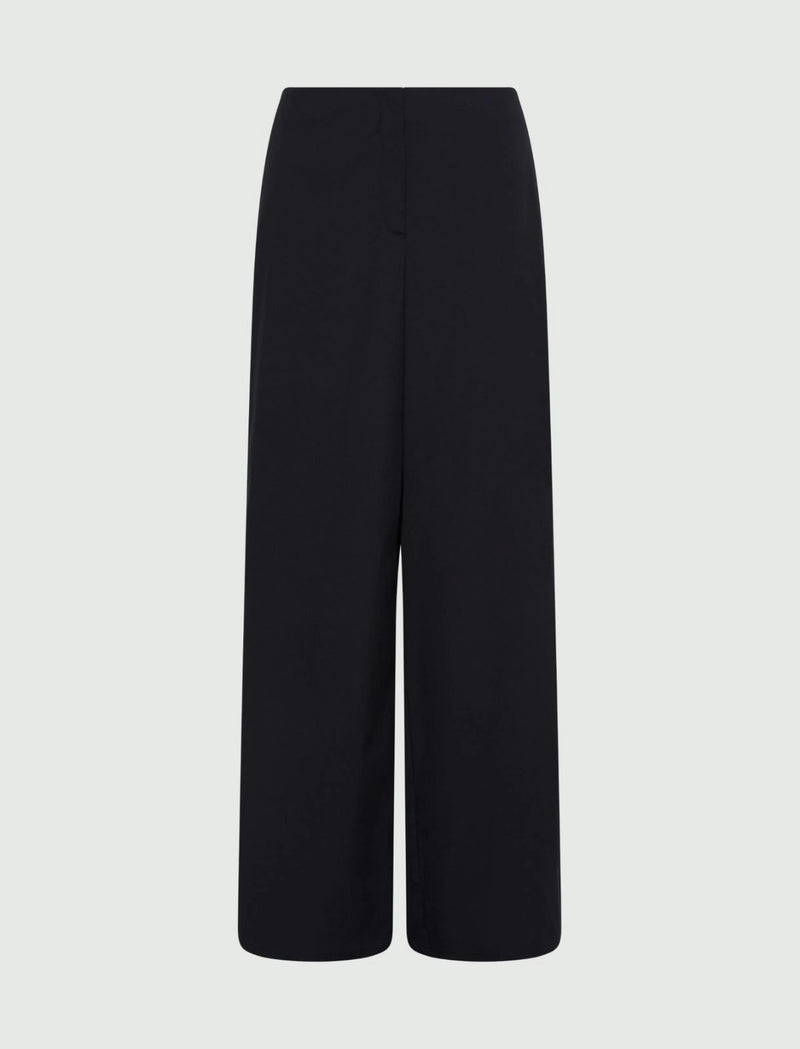 Pantalone wide leg in popeline - Nero MARELLA