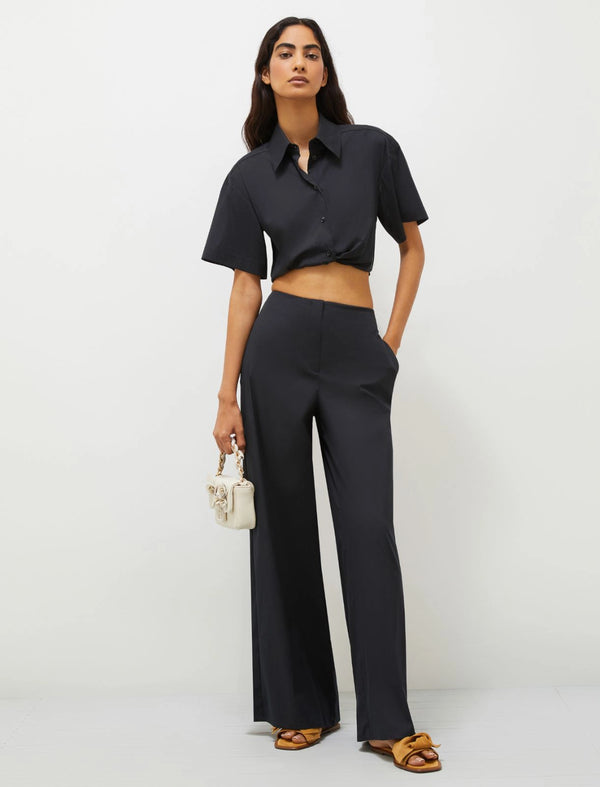 Pantalone wide leg in popeline - Nero MARELLA