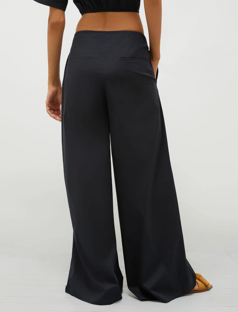 Pantalone wide leg in popeline - Nero MARELLA