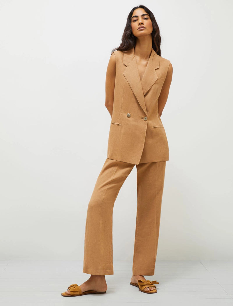 Pantalone flare in lino - Tabacco MARELLA