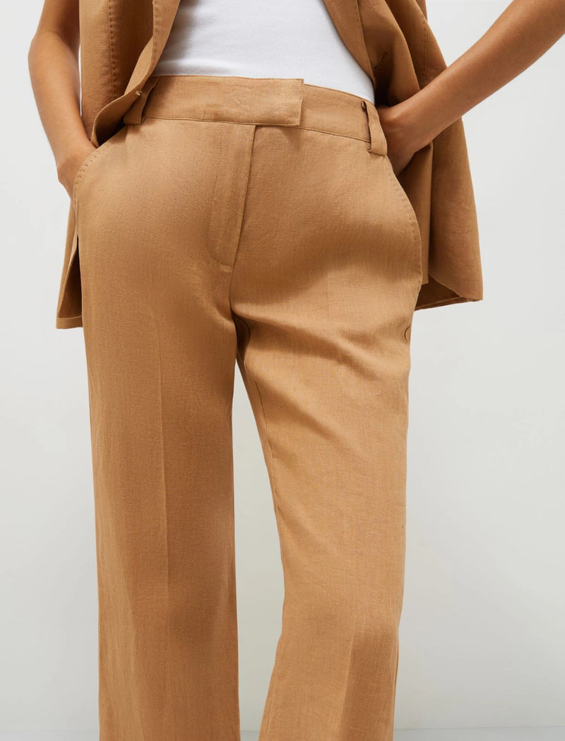 Pantalone flare in lino - Tabacco MARELLA