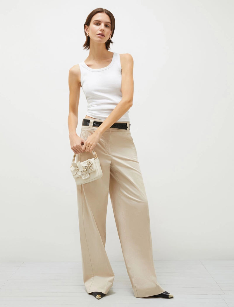 Pantalone in raso stretch - Sabbia MARELLA