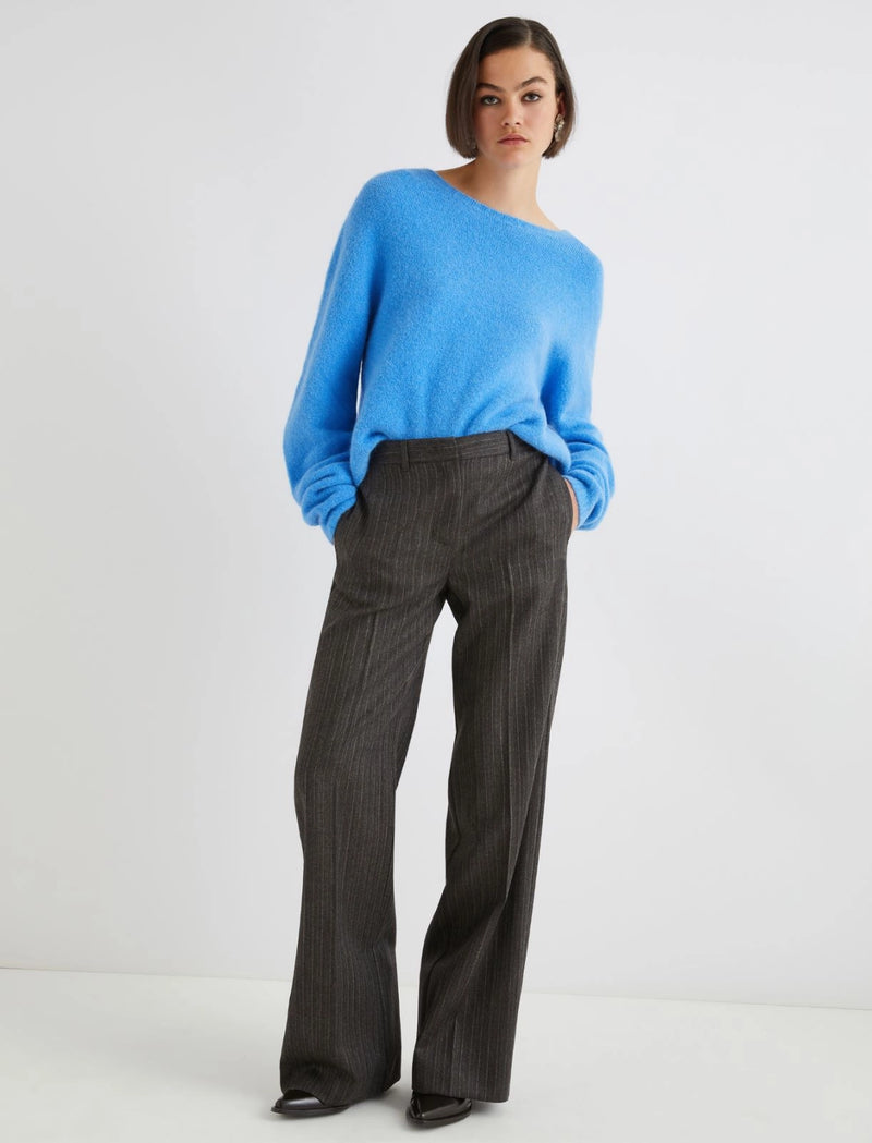 Pantalone dritto in pura lana - MARRONE