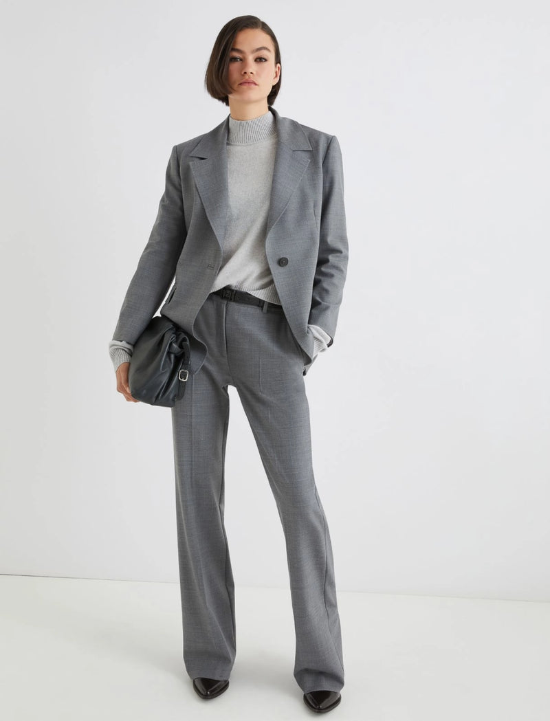 Pantalone flare in misto lana stretch - GRIGIO MELANGE