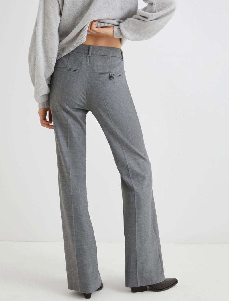 Pantalone flare in misto lana stretch - GRIGIO MELANGE