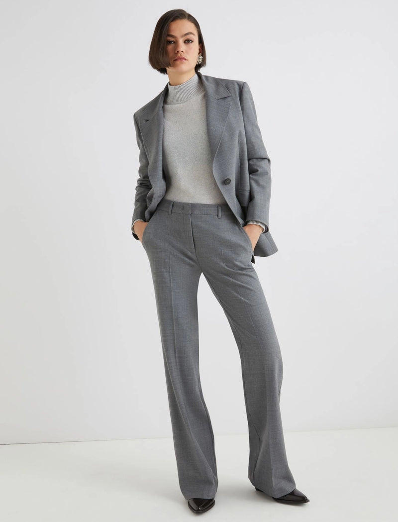 Pantalone flare in misto lana stretch - GRIGIO MELANGE