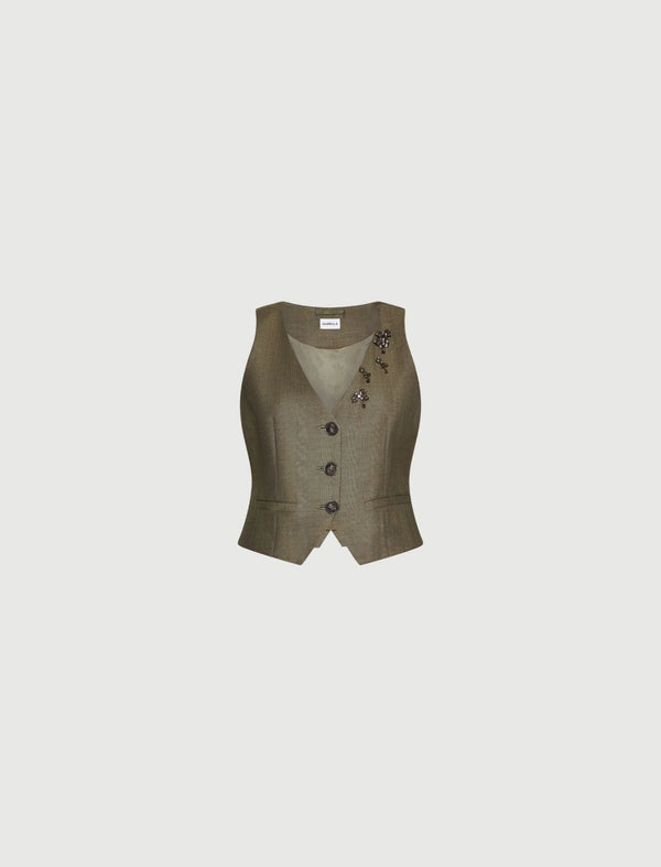 Gilet in saglia fluida - KAKI MARELLA