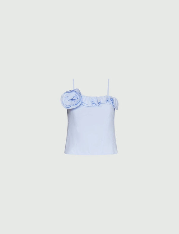 Bustier con rose e volant - Azzurro marella