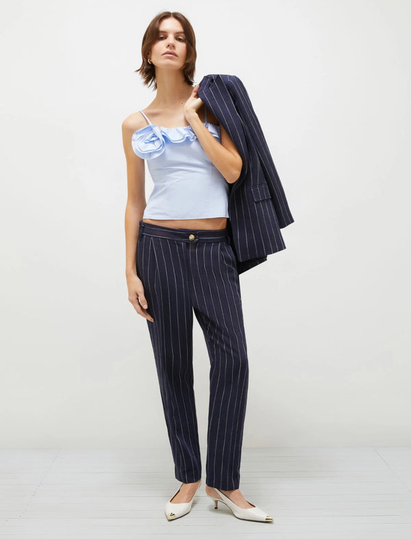 Bustier con rose e volant - Azzurro marella